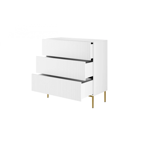 Komoda z szufladami Nicole 100 cm - biały mat / złote nóżki